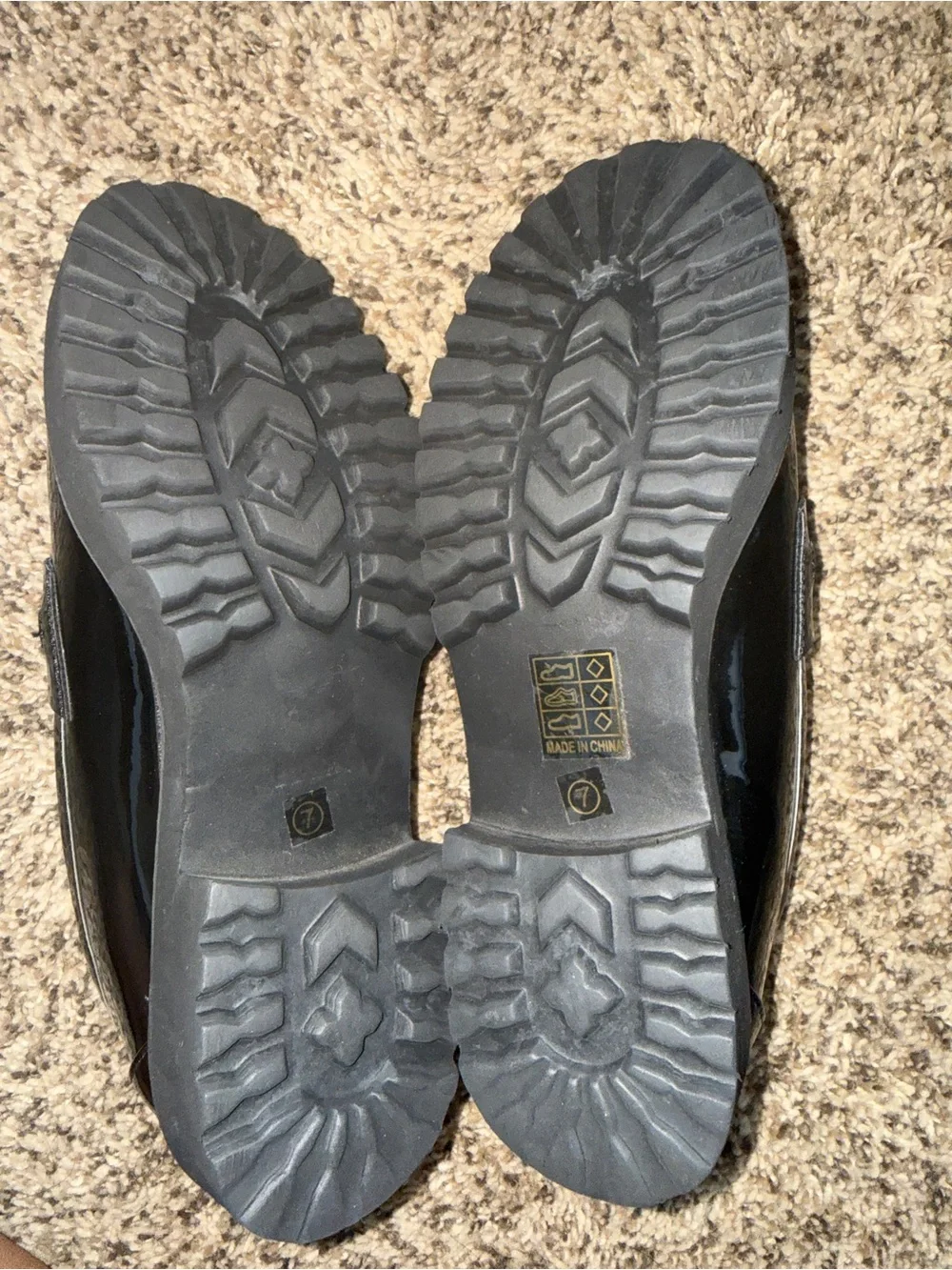 Princess Polly Black Patent Loafers with Gold Hardware